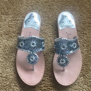Jack Rogers Silver Metallic Flat Sandals 8.5